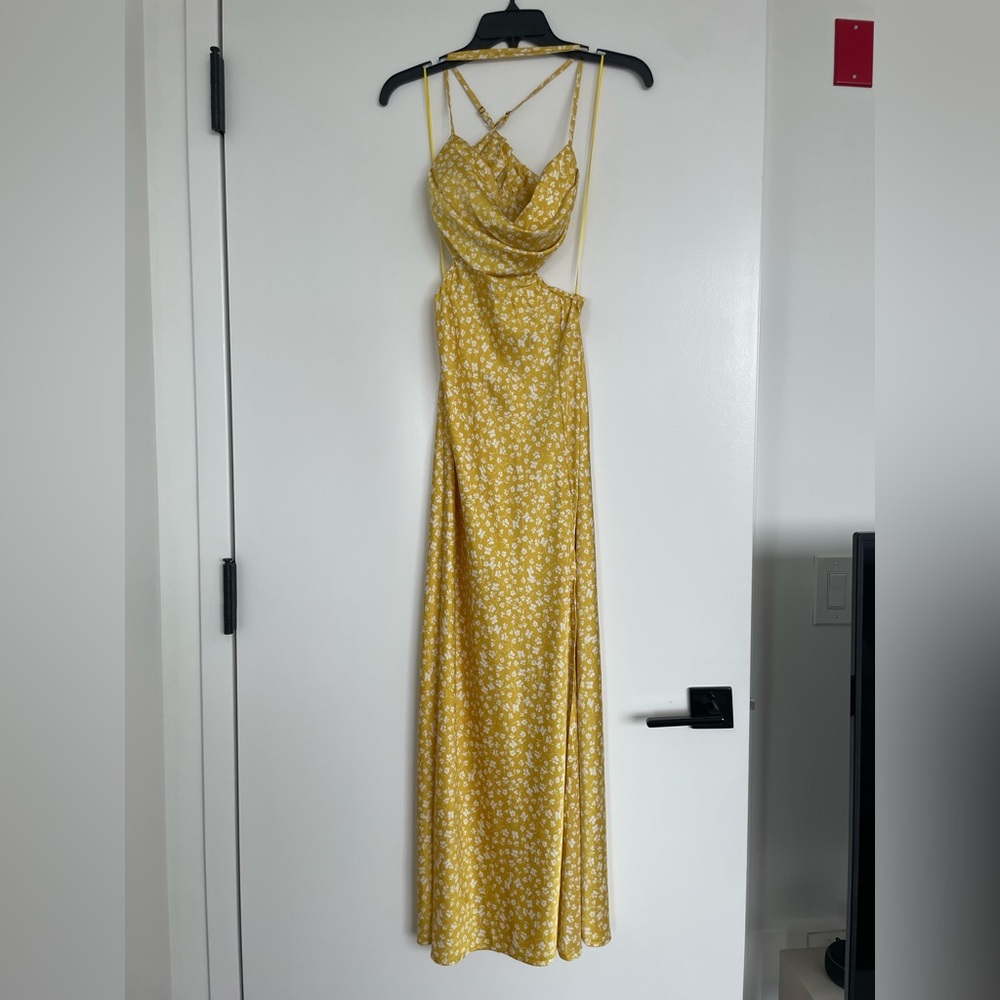 Vici Mable Yellow & White Floral Silk Dress Size Large